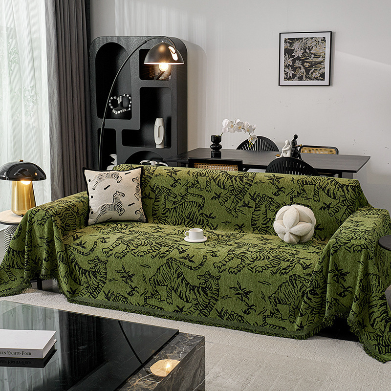 Office Furniture Group - Capa de chenille verde retrô tigre
